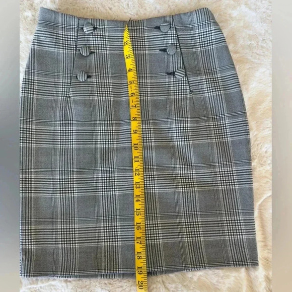 H&M black and white WOMEN'S HIGH-WAISTED plaid pencil checked SKIRT size 4 - Picture 5 of 10